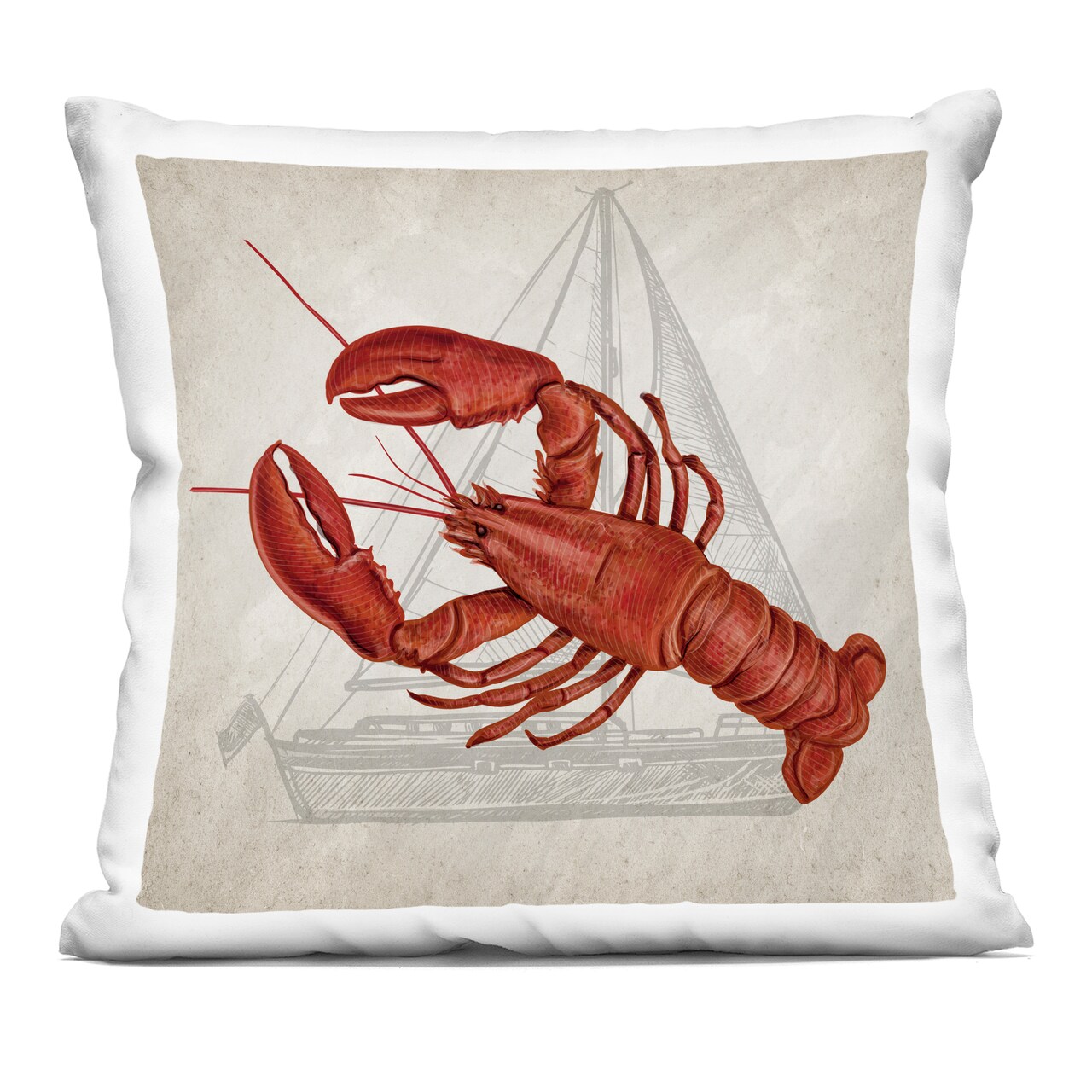 Stupell Industries Red Lobster over Compass Decorative Printed Throw Pillow, design by Kim Allen, 18 x 7 x 18